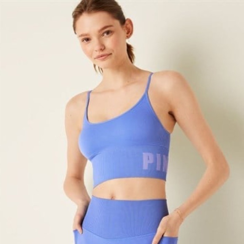 VS PINK | Blue Dawn Seamless Lightly Lined Sports Bralette Size Medium